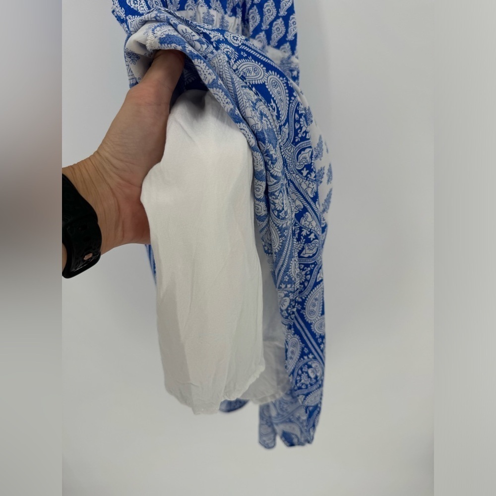 lulu's Hide Away Blue and White Print Halter Dress Size Small - Picture 8 of 14